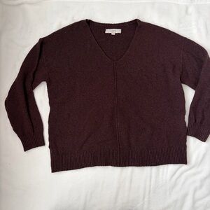 LOFT V-Neck Sweater in Deep Wine